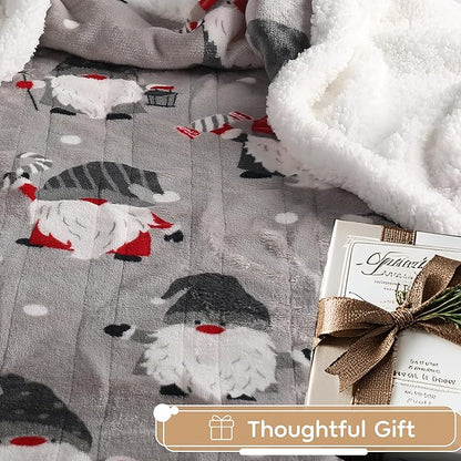 Electric Heated Blanket Throw Size - 50"x60", Soft Flannel Heating Blanket, 4 Heating Levels, 3 H Auto Shut Off, Breathable Warm and Washable for Sofa, Santa Claus for Christmas