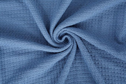 HILLFAIR 100% Cotton Blanket- 120" x 120" XXL Oversized King Bed Blankets - Family Size 10 ft x 10 ft Big - All Season Soft Cozy Breathable Blankets for Bed - Extra Large King Cotton Blanket- Blue
