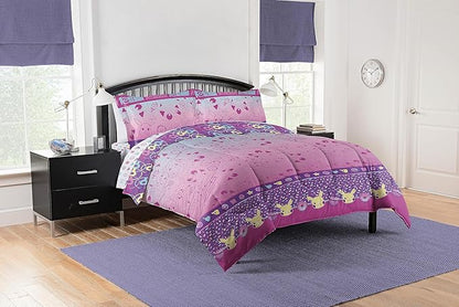 NORTHWEST Pokemon Full Sized Bed in a Bag Set, Pikachu Eevee, Anime Bedding for Girls Boys, Light and Sweet