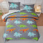 RYNGHIPY Dinosaur Kids Comforter Set Cartoon Dinosaur Bedding Sets for Boys 3 Pieces Full Microfiber Comforter with Pillowcases Soft Lightweight (Dark Grey,Full)