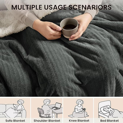 Heated Throw Blanket, 50"x60"Ultra Soft Cozy Chenille Electric Blanket with 10 Heating Levels & 2-10H Auto-Off, Fasting Heating for Couch/Bed, ETL Certified, Machine Washable(Grey)