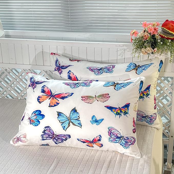 CVHOUSE Butterfly Bedding Set - Twin Butterfly Comforter Set with 1 Comforter and 2 Pillow Cases