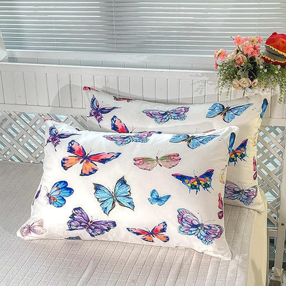 CVHOUSE Bedding Set, Full Size, Butterfly Design for Girls Kids Teens, 3Pcs Including Comforter and 2 Pillowcases