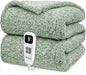 Heated Blanket Electric Blanket Twin - Fast Heating Blanket Throw Double Sided Sherpa Ultra Soft Cozy with 10 Heating Levels & 2-10 Hours Auto Off, Mashine Washable, 62 x 84 Inches, Sage