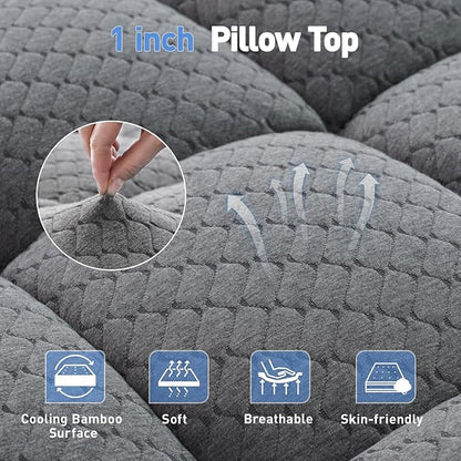 Dual Layer 3 Inch Memory Foam Mattress Topper Twin Size, 2 Inch Cooling Gel Memory Foam Plus 1 Inch Pillow Top Mattress Pad Cover, with 8-21 Inch Deep Pocket Grey