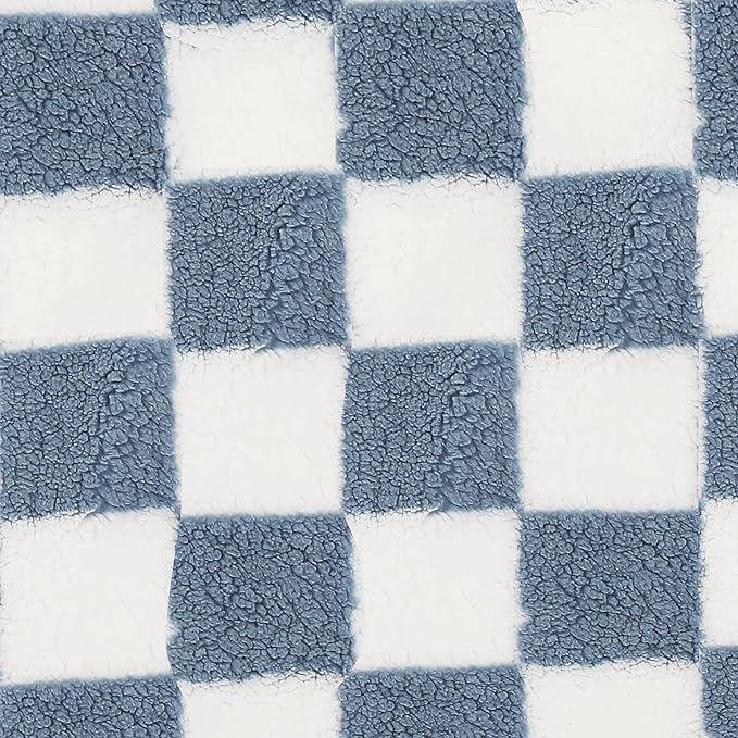 Electric Heated Blanket Full Size 72"×84" with 6 Heating Levels & 1-10Hs Auto Off, Checkered Plaid Heating Blanket Double Sided Sherpa, Fast Heating, Machine Washable for Christmas Gift Light Blue