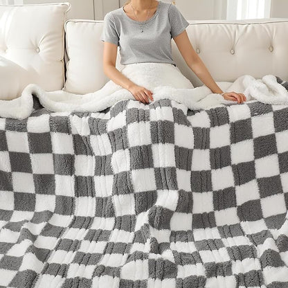 Electric Heated Blanket Full Size 72"×84" with 6 Heating Levels & 1-10Hs Auto Off, Checkered Plaid Heating Blanket Double Sided Sherpa, Fast Heating, Machine Washable for Christmas Gift Light Gray