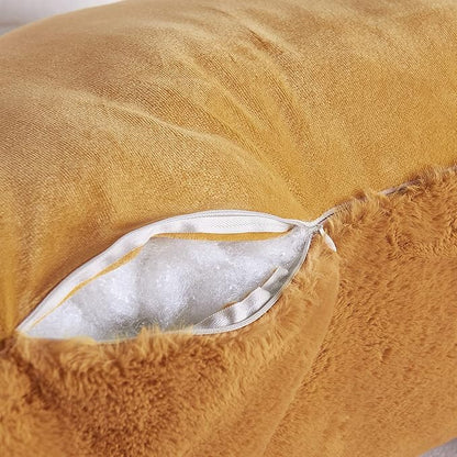 Home Soft Things Fox Faux Fur Bedrest Reading Pillow with DIY Filling, Need Assembly, 28" x 30" x 17"，Burnt Orange Backrest Armrest Pillow Chair Back Support for Sitting up in Bed