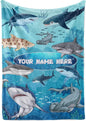 Personalized Shark Blanket for Kids - Ships Next Day and Made in USA - Soft Fleece Throw Bed, Cute Room Decor, Plush Sofa Couch Cover, Lightweight Baby Shark Toys, Custom Gift (Fleece – 50x60)