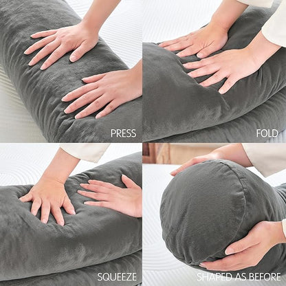 SyMax 7.8"x60" Body Pillow for Queen Bed, Bolster w/Removable Polyester Cover, Headboard Gap Filler Pillow, Dark Grey