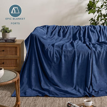 Bare Home Fleece Blanket - Giant Size - Ultra-Soft Lightweight for Bed, Sofa, and Couch - Luxury Microplush - Cozy Warm Blanket (Giant, Dark Blue)