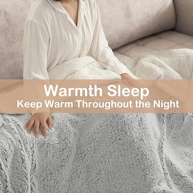 Electric Heated Blanket Full Size 72"×84" with 6 Heating Levels & 1-10Hs Auto Off, Heating Blanket Double Sided Sherpa, Fast Heating, Machine Washable for Christmas Gift - Light Gradient Blue