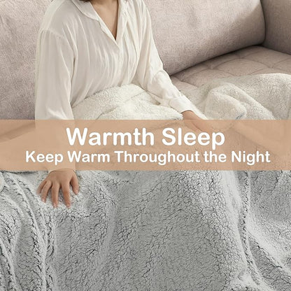 Electric Heated Blanket Full Size 72"×84" with 6 Heating Levels & 1-10Hs Auto Off, Heating Blanket Double Sided Sherpa, Fast Heating, Machine Washable for Christmas Gift - Light Gradient Blue