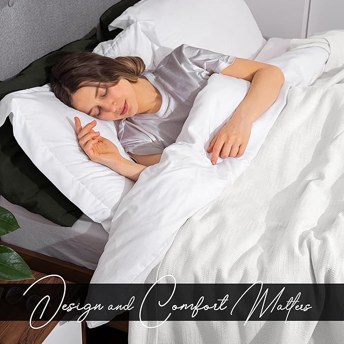Avalon Bedding 100% Cotton Blanket Twin Size Thermal Blanket (72"x90") - Perfect Cotton Blankets Twin Size for Layering Bed in Any Season - Cotton Blankets for Bed (White)