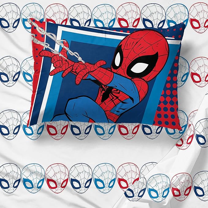 Jay Franco Marvel Super Hero Adventures Go Spidey 4 Piece Twin Bed Set - Includes Reversible Comforter & Sheet Set Bedding Features Spiderman - Super Soft Fade Resistant Microfiber