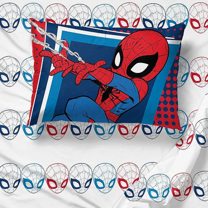 Jay Franco Marvel Super Hero Adventures Go Spidey 4 Piece Twin Bed Set - Includes Reversible Comforter & Sheet Set Bedding Features Spiderman - Super Soft Fade Resistant Microfiber