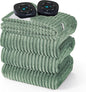 Bedsure GentleSoft Electric Blanket Queen Size - Soft Ribbed Flannel Heated Blanket with Dual Control, Heating with 10 Heat Settings & 10 Time Settings, 8 hrs Timer Auto Shut Off (84x90 inches, Green)