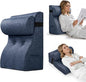 Daneey Reading Pillows for Sitting in Bed Adult Back Pillow Sitting Up, Back Support Pillow for Bed, Foam Wedge Pillow for Neck, Lumbar, Back, Blue, 20 * 9 * 22IN