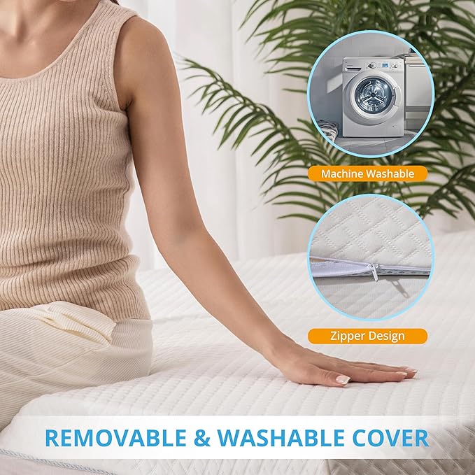 EGO Gel Memory Foam Mattress Topper, 2 Inch Full with Removable Breathable Soft Cover, Cooling Bed Topper for Comfort Body Support & Pressure Relief, CertiPUR-US Certified