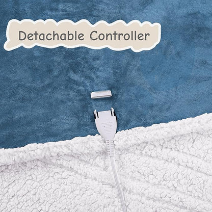 Electric Heated Blanket Full Size 72"x84", Soft Flannel with Overheat Protection, 6 Adjustable Heat Settings & 10-Hour Auto-Off Timer, Fast Heating for Winter Comfort, Blue