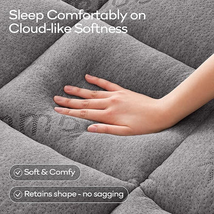 OLANLY Queen Mattress Topper – Viscose Made from Bamboo, Cooling Soft Queen Pillow Top Mattress Pad for Back Pain Relief, Plush Down Alternative Fill Bed Topper with Elastic Deep Pocket, Light Gray