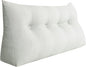 Wedge Pillow Headboard Reading Pillow for Sitting Up in Bed Adult Backrest Large Triangle Bolster Pillow for Couch Daybed Cushion Lumbar Body Support Leg Positioning（Ivory Beige, Full