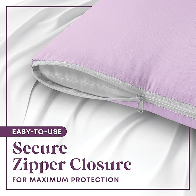 CirclesHome Pillow Protectors 2 Pack Standard Zippered - 100% Cotton Breathable Pillowcases - Protects Pillows from Dirt, Dust and Debris (Standard - Set of 2 - 20x26)