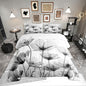 Erosebridal Vintage Gray Floral King Bedding Set,Black and Grey Flower Comforter Set for Kids Girls Women,Country Flowers Quilt Rustic Wildflower Bedroom Decor with 2 Pillowcases,Breathable