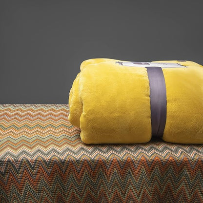 Mellowdy Extra Thick Hearty Plush Flannel Blanket (Lemon Yellow, 60x80) - 500GSM Twin Size Warm Blanket for Winter, Fall | Soft, Fluffy, Cuddly, Perfect for Bed, Oversized Throw for Couch, Sofa