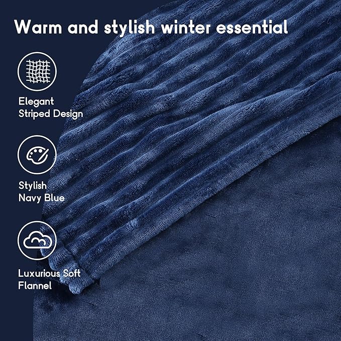 Heated Blanket Electric Blanket Twin Size 62''x84'', Soft Flannel Heating Blanket with 12 Hour Auto Off - 10 Heat Settings - Machine Washable - Navy