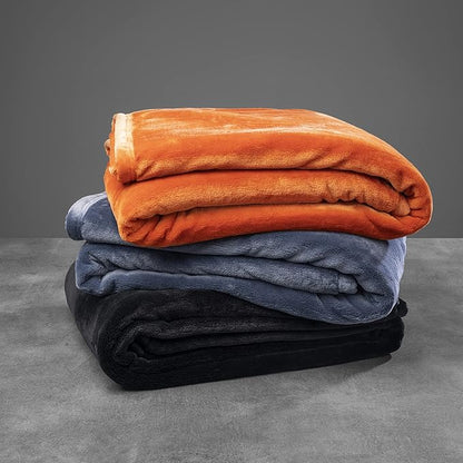 Mellowdy Extra Thick Hearty Plush Flannel Blanket (Matte Black, 108x90) - 500GSM King Size Warm Blanket for Winter, Fall | Soft, Fluffy, Cuddly, Perfect for Bed, Oversized Throw for Couch, Sofa