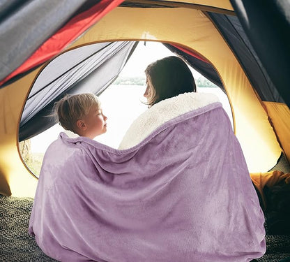 Utopia Bedding Sherpa Blanket California King Size (Lilac, 102x96 Inches) - Soft Lightweight Plush Fleece Reversible Blanket for Bed, Sofa, Couch, Camping and Travel
