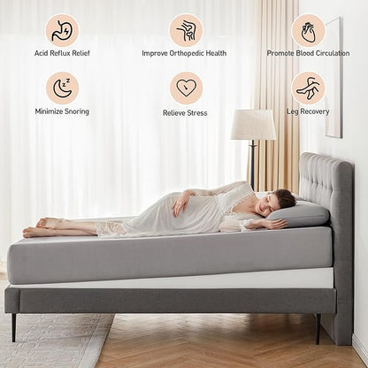 Mattress Wedge Only, 5-Inch Queen Inclined Bed Wedge Mattress Topper for Acid Reflux, GERD, Neck & Back Pain, Snoring, Adjustable Elevator Under Mattress Support for Bedroom