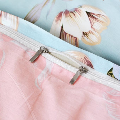 FADFAY Shabby Floral Duvet Cover Set Farmhouse Bedding Blue Cotton Summer Bedding with Hidden Zipper Closure 3 Pieces, 1duvet Cover & 2pillowcases (Full Size, Simple Style)