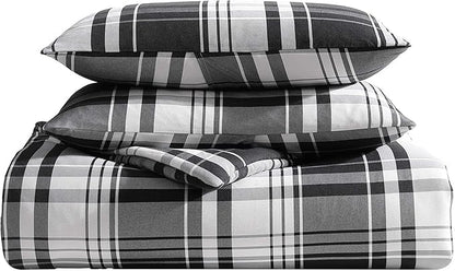 Eddie Bauer - King Comforter Set, Super Soft Reversible Bedding with Matching Shams, Plaid Home Decor, Oeko-Tex Certified (Saddle Mountain Plaid Black, King)