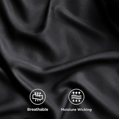 Bedsure King Size Sheet Set, Cooling Sheets King, Rayon Derived from Bamboo, Deep Pocket Up to 16", Breathable & Soft Bed Sheets, Hotel Luxury Silky Bedding Sheets & Pillowcases, Black