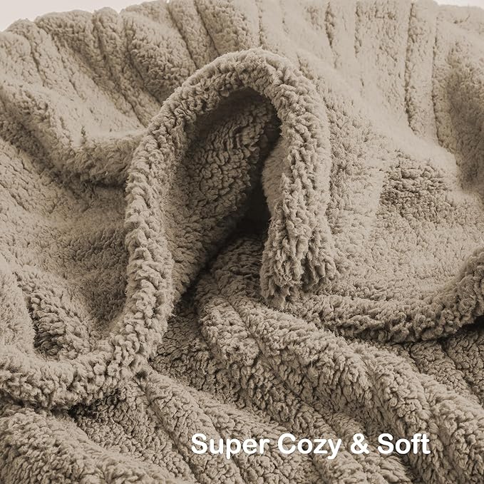 Electric Heated Blanket Twin Size 62"×84" with 6 Heating Levels & 1-10Hs Auto Off, Heating Blanket Double Sided Plush Sherpa, Fast Heating, Machine Washable for Christmas Gift - Light Brown
