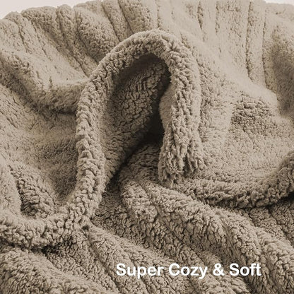 Electric Heated Blanket Twin Size 62"×84" with 6 Heating Levels & 1-10Hs Auto Off, Heating Blanket Double Sided Plush Sherpa, Fast Heating, Machine Washable for Christmas Gift - Light Brown