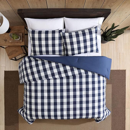 Eddie Bauer - Twin Comforter Set, Reversible Bedding with Matching Sham, Medium-Weight for Year Round Use, Dorm Essentials (Lakehouse Blue)