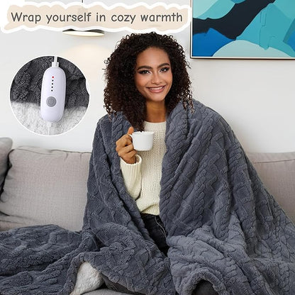 Electric Heated Blanket Full Size 72"x84", Ultra Soft Sherpa Fleece, 5 Heat Levels & 10-Hour Auto-Off, Fast Heating for Cozy Winter Comfort, Dark Gray