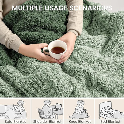 Heated Blanket Electric Blanket Twin - Fast Heating Blanket Throw Double Sided Sherpa Ultra Soft Cozy with 10 Heating Levels & 2-10 Hours Auto Off, Mashine Washable, 62 x 84 Inches, Sage Twin