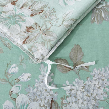 FADFAY Duvet Cover Set Twin Green Toile Floral Bedding Shabby Peony Flower Quilt Cover Set Vintage Farmhouse Bedding 100% Cotton Soft Comforter Cover Set with Hidden Zipper Closure 3Pcs, Twin Size