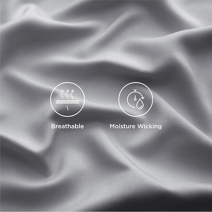 Bedsure Full Size Bed Sheets, Cooling Sheets, Rayon Derived from Bamboo, Breathable & Soft, Deep Pocket Up to 16 Inches, Hotel Luxury Silky Bedding for Hot Sleepers, Silver Grey