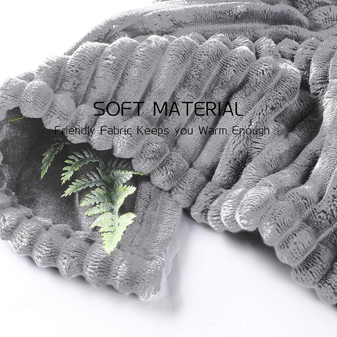Electric Heated Blanket Full-Size 72x84 Inch - Ultra Soft Silky Flannel with Ribbed Texture, 10 Heating Levels and 12 Hours Auto-Off Feature - Grey