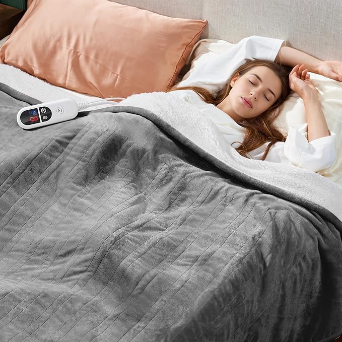 Electric Blanket Heated Twin Size, Ultra-Soft 62" x84" Heating Blankets, Fast, Even & Efficient Heating, 1-12 Hours Auto-Off and 6 Heatin Settings, UL Listed for Safety, Warm Gift for Grandma