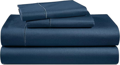 100% Egyptian Cotton Bed Sheets - 4 Piece Autthentic Cotton Queen Sheet Set, Breathable Winter Comfort, No Pilling, Ultra-Soft Hotel Luxury Comfort with 15" Deep Pocket Queen Sheets - Estate Blue