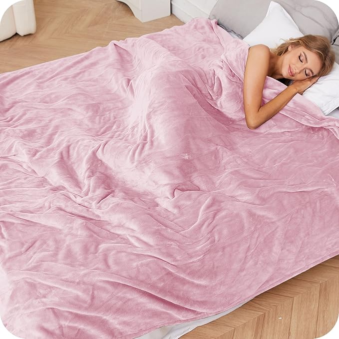 Electric Heated Blanket Full Size 72×84, Breathable & Luxurious Flannel,Soft Warm Gift with Over-Heat Protection,4 Heating Levels & 10 H Auto Shut Off, Machine Washable, Light Pink