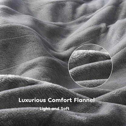 Electric Heated Blanket Throw Size 50×60, Breathable & Luxurious Flannel,Soft Warm Gift with Over-Heat Protection,4 Heating Levels & 3 H Auto Shut Off, Machine Washable, Light Grey