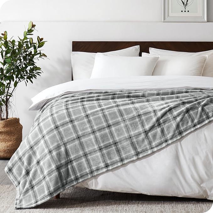 Bare Home Fleece Blanket - King Size - Ultra-Soft Lightweight for Bed, Sofa, and Couch - Luxury Microplush - Cozy Warm Blanket (King, Tartan Plaid)