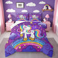 Feelyou Unicorn Bedding Full Bed Sets for Girls Purple Cute Unicorn Comforter for Girls Comforter Set Star Print Kawaii Duvet Quilt Bedroom Decor Rainbow Bedding Cartoon Quilt,All Season